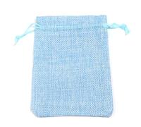 Hrlace Pack of 10 Jute Bags Colourful Natural Bags with Drawstring Jute Bag Party Gift Bag Hessian Bag Linen Bags for Advent Calendar Jewellery Party Favours Sky Blue 7 x 9 cm