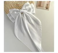 Hrlace Pack of 2 Bow Hair Clips French Hair Clip with Large Bow Soft Satin Hair Bow Hair Pin Bow Knot Clips Elegant Hair Accessories for Women Ladies Girls Pure White