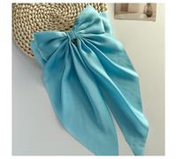 Hrlace Pack of 2 Bow Hair Clips French Hair Clip with Large Bow Soft Satin Hair Bow Hair Pin Bow Knot Clips Elegant Hair Accessories for Women Girls Sky Blue