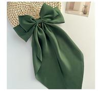 Hrlace Pack of 2 Bow Hair Clips French Hair Clip with Large Bow Soft Satin Hair Bow Hair Pin Bow Knot Clips Elegant Hair Accessories for Women Ladies Girls Army Green