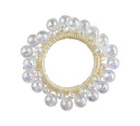 Hrlace Pack of 2 Hair Bobbles with Pearls Hair Bands Beads Hair Bands Women's Elastic Hair Rope White Beads Headbands Ponytail Holder Scrunchies Hair Rings for Women Girls and Children 4#