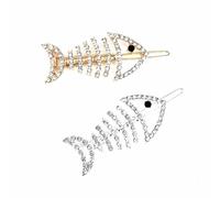 Hrlace Pack of 2 Rhinestone Hair Clips Glitter Crystal Rhinestone Hair Clip Pin Rhinestone Fish Bone Hair Clips Women's Hair Accessories Gold Silver Hair Pin Hair Clips Accessory for Women Girls
