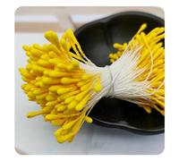 Hrlace Pack of 380 Flower Stamens Artificial 2 mm Double Heads Handmade Flowers Craft Flowers Artificial Flower Stamp for Crafts Home Craft Decor Wedding Decoration Multicoloured Golden Yellow