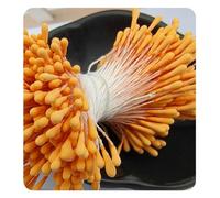Hrlace Pack of 380 Flower Stamens Artificial 2 mm Double Heads Handmade Flowers Craft Flowers Artificial Flower Stamp for Crafts Home Craft Decor Wedding Decoration Multicoloured Orange