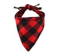 Hrlace Plaid Dog Bandana Christmas Bandanas Classic Checked Dog Bandanas Cotton Bandana Puppy Neckerchief Pet Triangle Scarf for Small Large Medium Dogs and Cats Red/Black