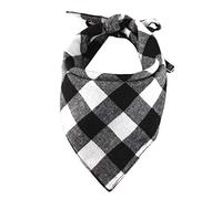 Hrlace Plaid Dog Bandana Christmas Bandanas Classic Checked Dog Bandanas Cotton Bandana Puppy Neckerchief Pet Triangle Scarf for Small Large Medium Dogs and Cats Black White