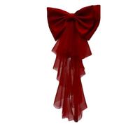 Hrlace Removable Satin Bow for Wedding Dress Satin Bow Wedding Dress with Short Irregular Tulle Tail Large Bow Bridal Sash for Wedding Wedding Dresses Belt, Burgundy red, One Size