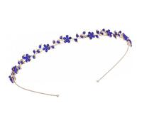 Hrlace Rhinestone Hair Band Crystal Fashionable Headband Glitter Rhinestone Flowers Headbands Bridal Jewellery Elastic Hair Bands Hair Accessories for Women Girls Princess Wedding Bride KC Gold + Blue