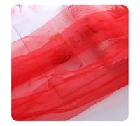 Hrlace Soft Tulle Fabric Rainbow Mesh Chiffon Fabric Decorative Fabric Multicoloured Tulle 160 cm Wide Sold by the Metre for DIY Tutu Skirt Craft Bow Party Decoration Crafts Gift Red 8 m