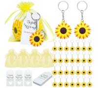 Hrlace Sunflower Keychains Gift Pendant Sunflower Key Rings Birthday Party Thank You Decorations for Baby Shower Communion Wedding Gift Guest Gift Lemon Yellow 30pcs