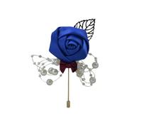 Hrlace Wedding Boutonniere Simulation Corsage Artificial Roses Flowers Brooch Elegant Wedding Corsage Corsage with Beads for Groom Bride Wedding Dresses Accessories Sapphire Blue