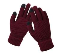 Hrlace Women's Winter Gloves Touchscreen Winter Gloves Warm Fleece Lined Thick Knitted Gloves Soft Thermal Gloves for Women Outdoor Sports Running Cycling Hiking, Burgundy red, One size