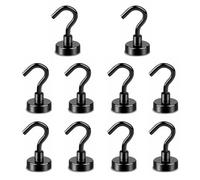 HRLORK 10 Pcs Magnetic Hooks 22Lbs Strong Magnetic Hooks for Cruise Black Heavy Duty Magnets with Hook for Home and Workplace Hanging Tool, Toolbox, Grill