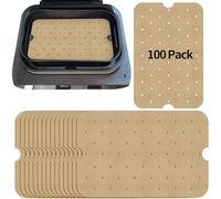 HRLORK 100 Pcs Air Fryer Paper Liners 7.7"x11.6" Unbleached Parchment Paper Perforated Nonstick Compatible with Ninja Foodi XL Smart FG551 6-in-1 Indoor Grill