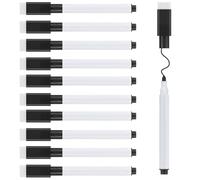 HRLORK 10pcs Black Mini Whiteboard Pens Magnetic Erasable Markers
