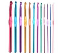HRLORK 12 Pieces Crochet Hook Set Aluminium Knitting Needles for Beginners or Professionals Knitting Tools Multi Sizes and Colour