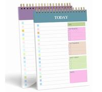 HRLORK 2 Pack A5 To Do List Notebook, Undated Planner with 52 Sheets 104 Pages Spiral-Bound Planner Notebook with Protective Cover，Ideal for Work Study Daily Organisation（Purple+Green）