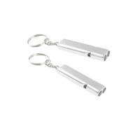 HRLORK 2 Pieces Emergency Whistle Outdoor Survival Safety Whistle Metal Keychain Whistle for Training Pet Camping Hunting Hiking -Silver
