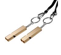 HRLORK 2 Pieces Emergency Whistle Outdoor Survival Safety Whistle Metal Keychain Whistle with Lanyard and Keychain for Training Pet Camping Hunting Hiking-Silver