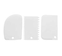 HRLORK 3 Pack Cake Scraper Plastic Cream Scraper Set Cream Edge Smoother Tools for Cake Baking Decorating- White