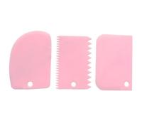 HRLORK 3 Pack Cake Scraper Plastic Cream Scraper Set Cream Edge Smoother Tools for Cake Baking Decorating- Pink