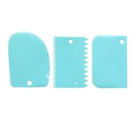 HRLORK 3 Pack Cake Scraper Plastic Cream Scraper Set Cream Edge Smoother Tools for Cake Baking Decorating- Blue