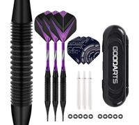 HRLORK 3 Packs Darts Set Professional Darts Set Plastic Soft Tip Darts Aluminum Shafts Darts Stems and Flights with 3 White Spare Shafts and Darts Case- Purple