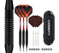 HRLORK 3 Packs Darts Set Professional Darts Set Plastic Soft Tip Darts Aluminum Shafts Darts Stems and Flights with 3 White Spare Shafts and Darts Case- Red