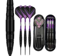 HRLORK 3 Packs Darts Set Professional Darts Set Steel Tip Aluminum Shafts Darts Stems and Flights with 3 Spare Shafts and Darts Case- Purple