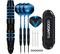 HRLORK 3 Packs Darts Set Professional Darts Set Steel Tip Darts Aluminum Shafts Darts Stems and Flights with 3 White Spare Shafts and Darts Case- Blue