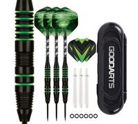 HRLORK 3 Packs Darts Set Professional Darts Set Steel Tip Darts Aluminum Shafts Darts Stems and Flights with 3 White Spare Shafts and Darts Case- Green