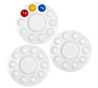 HRLORK 3 PCS 6.7 Inch Plastic Paint Palette Set with 10 Wells and Central Reservoir, Reusable Paint Tray for Watercolour Palette, Acrylic, Oil, and DIY Craft Art Painting (White)