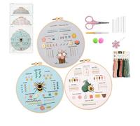 HRLORK 3 Pcs Embroidery Kit Cross Stitch Kits Protable Embroidery Starter Kit for Beginners Adults with Patterns Fabric Threads Needles Hoop Instructions for DIY Art Craft Home Decoration