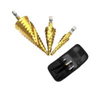 HRLORK 3 Pcs Spiral Grooved Step Drill Bit 4mm to 12/20/32 mm Cone Drill Bits Hole Cutter Titanium Coated Hard Metal Spiral for Wood Drilling