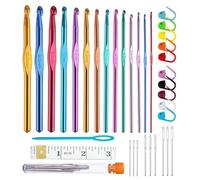 HRLORK 36 Pieces Crochet Hook Set Aluminium Knitting Needles for Beginners or Professionals Knitting Tools Multi Sizes and Colour