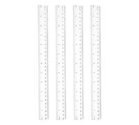 HRLORK 4 Pack 30cm Ruler Clear Plastic Straight Measuring Tool, 12 Inch Shatter Resistant Transparent Ruler, Durable Rulers for School and Office Use, Ideal for Students and Drawing (Clear)