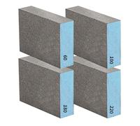 HRLORK 4 Pcs Sanding Blocks, Wet and Dry Dual-use Sanding sponges, 60/100/180/220 Grits, Washable and Reusable for Wood Metal Furniture Polishing