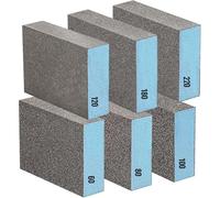 HRLORK 6 Pcs Sanding Blocks, Wet and Dry Dual-use Sanding sponges, 60/80/100/120/180/220 Grits, Washable and Reusable for Wood Metal Furniture Polishing