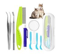 HRLORK 9 Pcs Tick Remover Tool Set Painlessly Tick Remover for Humans and Cats Pets with Easy Carry Case Tick Remover Tools Includes Tick Removers, Comb, Magnifier for Pet Cat Dogs