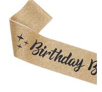 HRLORK Birthday Sash Satin Sash Party Sash for Women Girl Birthday Decoration Gifts Birthday Party Accessories -Gold -1 Piece