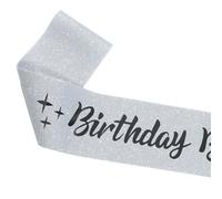 HRLORK Birthday Sash Satin Sash Party Sash for Women Girl Birthday Decoration Gifts Birthday Party Accessories -Silver -1 Piece