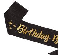 HRLORK Birthday Sash Satin Sash Party Sash for Women Girl Birthday Decoration Gifts Birthday Party Accessories -Black -1 Piece