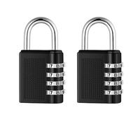 HRLORK Combination Padlock 2 Packs School Locker Lock Outdoor Weatherproof Digit Padlock Resettable Code Lock Black