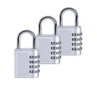HRLORK Combination Padlock 3 Packs School Locker Lock Outdoor Weatherproof Digit Padlock Resettable Code Lock Silver