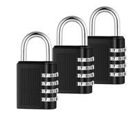 HRLORK Combination Padlock 3 Packs School Locker Lock Outdoor Weatherproof Digit Padlock Resettable Code Lock Black