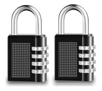 HRLORK Combination Padlock School Locker Lock Outdoor Weatherproof Digit Padlock Resettable Code Lock Black - 2 Packs