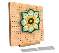 HRLORK Crochet Blocking Board with 20 Pins Knitting Set Accessories 7.9inch Knitting Blocking Board Granny Square Blocking Board Wooden Blocking Board for Knitting Projects