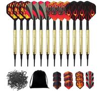 HRLORK Darts Set Plastic Soft Tip Darts Flights Nylon Darts Shafts Golden- 12 Packs