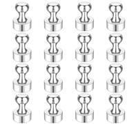 HRLORK Fridge Magnets 16 Pack 12 x 16 mm Small Magnets Cone Magnets have Strong Magnetic with Box for Office White Board School Fridge Notice Board（Silver）