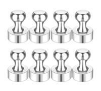 HRLORK Fridge Magnets 8 Pack 12 x 16 mm Small Magnets Cone Magnets have Strong Magnetic with Box for Office White Board School Fridge Notice Board（Silver）